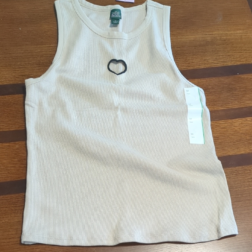 Wild Fable Cream Ribbed Tank Top #2